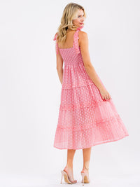 WOMEN'S SLEEVELESS SMOCK DETAILED TIERED MAXI DRESS
