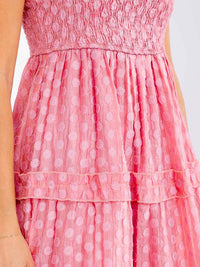 WOMEN'S SLEEVELESS SMOCK DETAILED TIERED MAXI DRESS