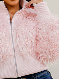 WOMEN'S LONG SLEEVE ZIP UP FUZZY JACKET