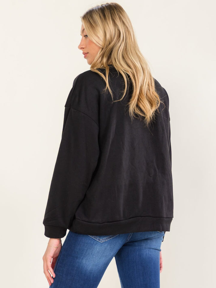 WOMEN'S LONG SLEEVE STUDS WIFEY PULLOVER SWEATER