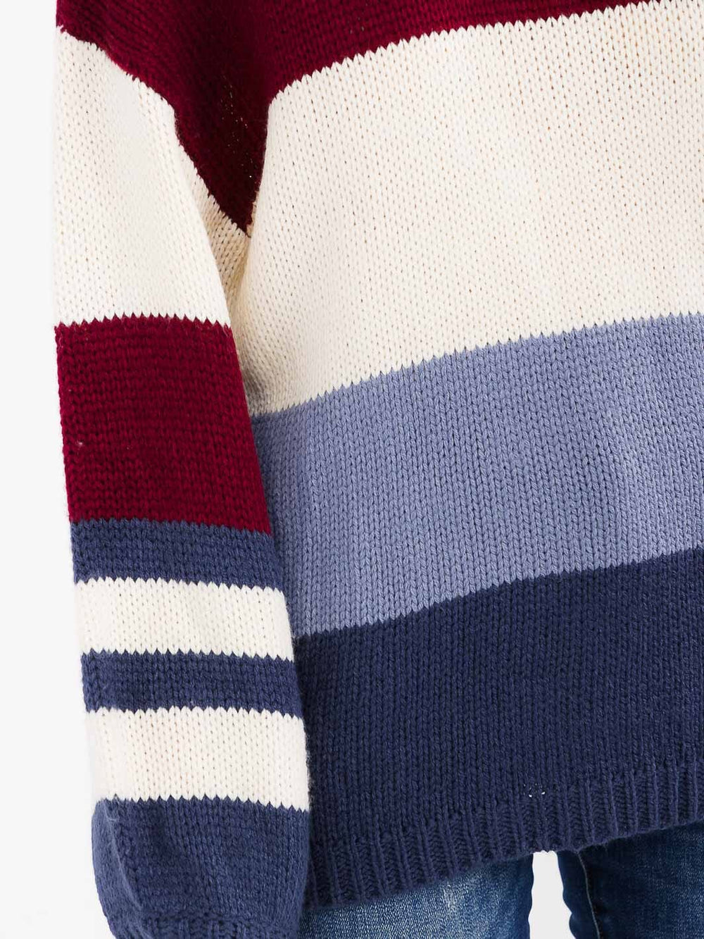 WOMEN'S LONG SLEEVE COLORBLOCK KNIT PULLOVER SWEATER