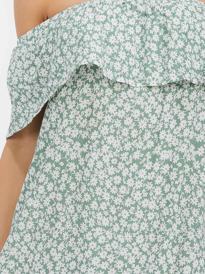 WOMEN'S SLEEVELESS OFF SHOULDER FLORAL MINI DRESS