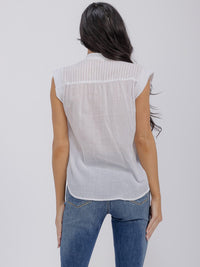WOMEN'S SHORT SLEEVE V-NECK BUTTON UP TOP