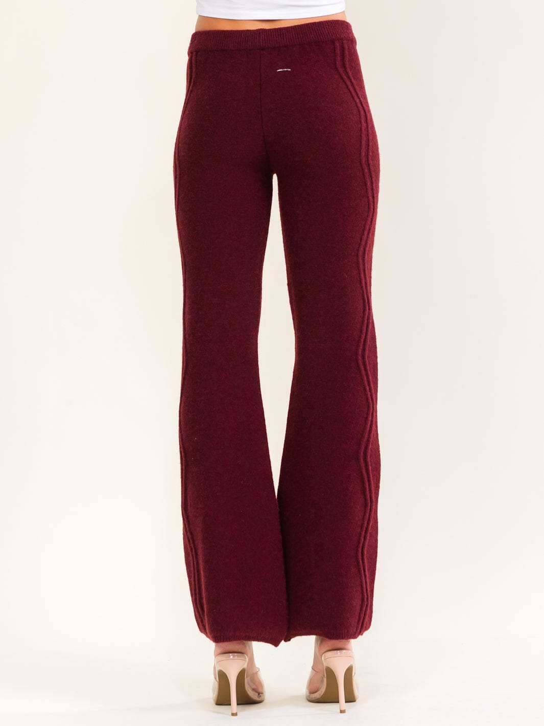 WOMEN'S ELASTIC WAIST RIBBED WIDE LEG PANTS