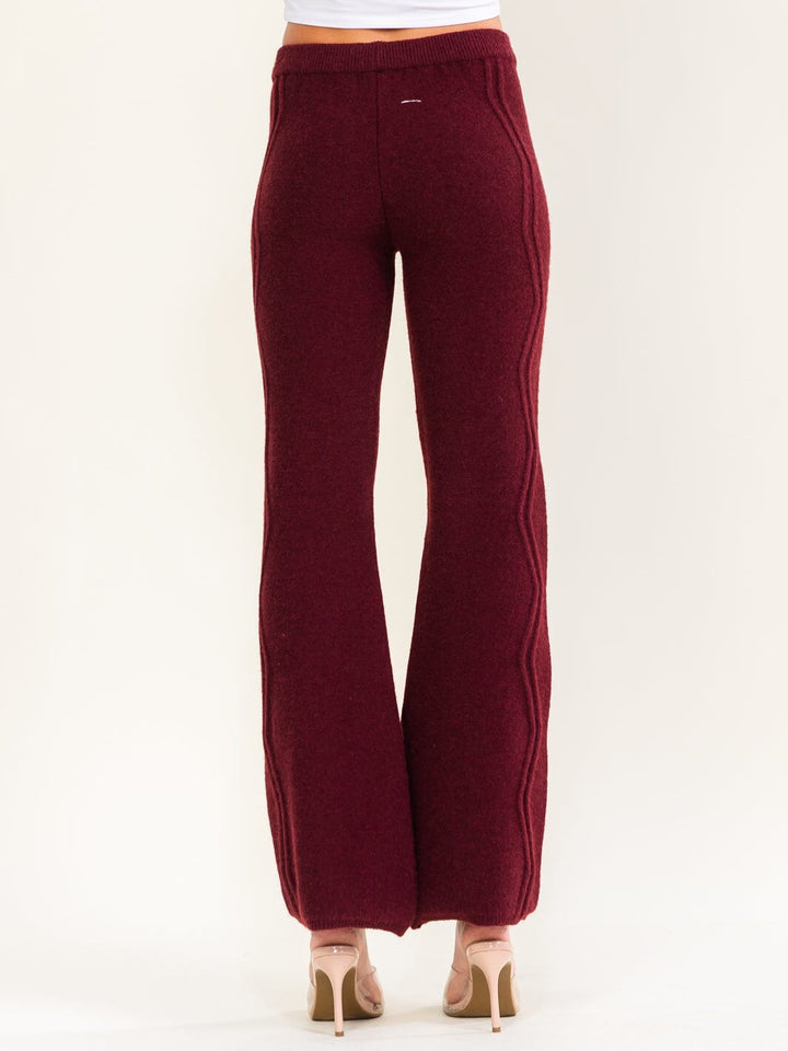 WOMEN'S ELASTIC WAIST RIBBED WIDE LEG PANTS