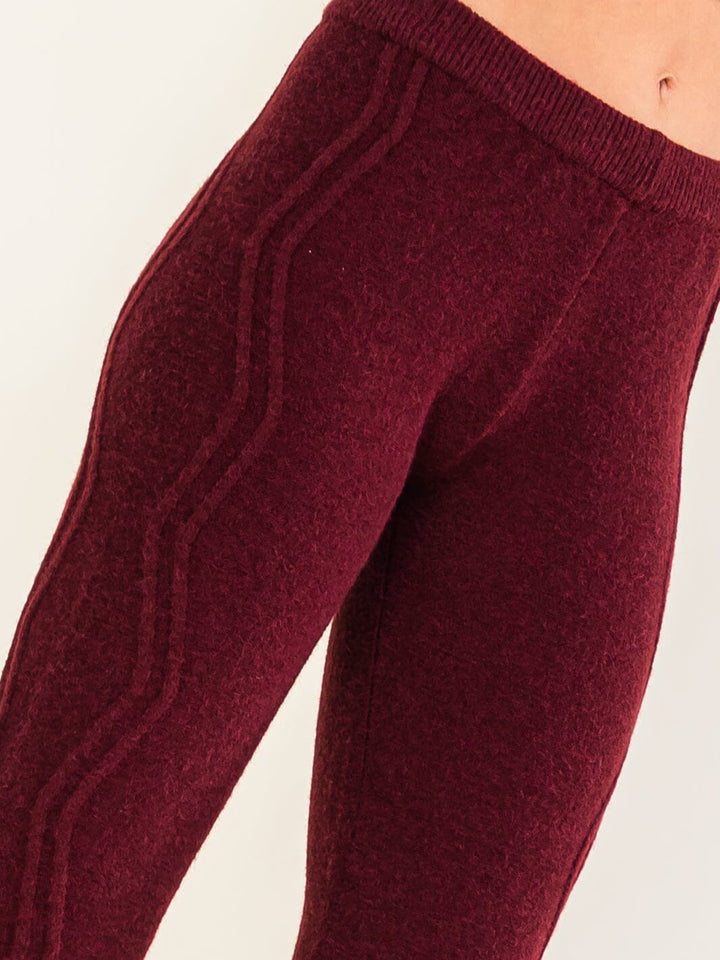 WOMEN'S ELASTIC WAIST RIBBED WIDE LEG PANTS