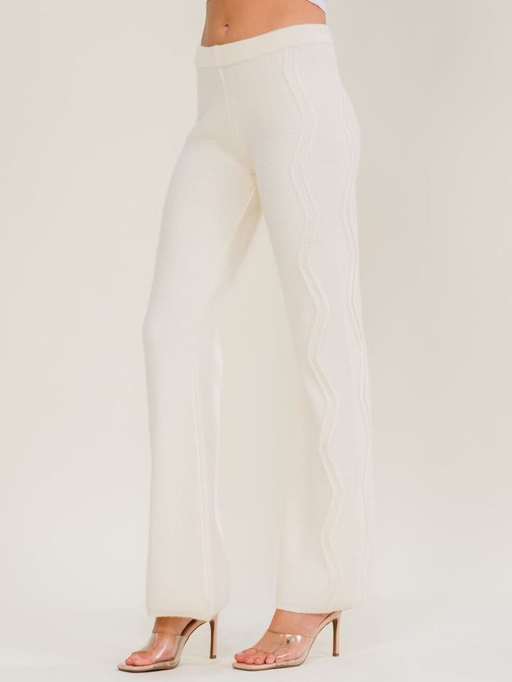 WOMEN'S ELASTIC WAIST RIBBED WIDE LEG PANTS