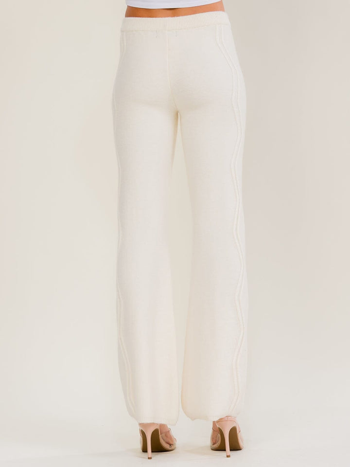 WOMEN'S ELASTIC WAIST RIBBED WIDE LEG PANTS