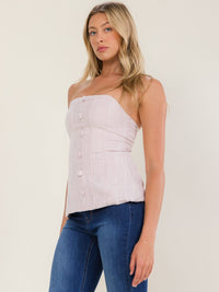 WOMEN'S SLEEVELESS BUTTONS DETAILED TWEED BLOUSE