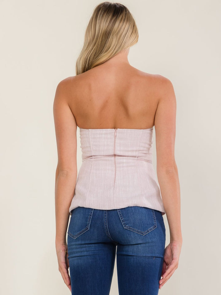 WOMEN'S SLEEVELESS BUTTONS DETAILED TWEED BLOUSE