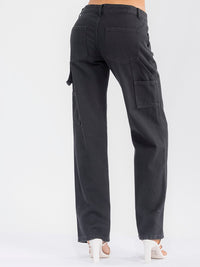 WOMEN'S BUTTON CLOSURE POCKETS DENIM WIDE LEG PANTS