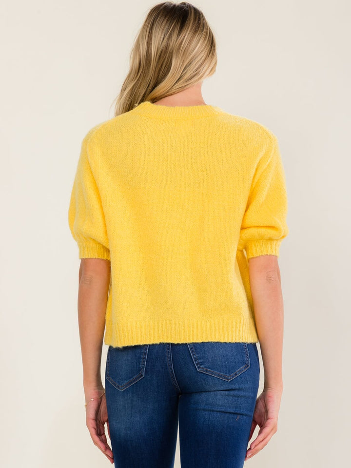 WOMEN'S SHORT SLEEVE HELLO LOVE SWEATER TOP