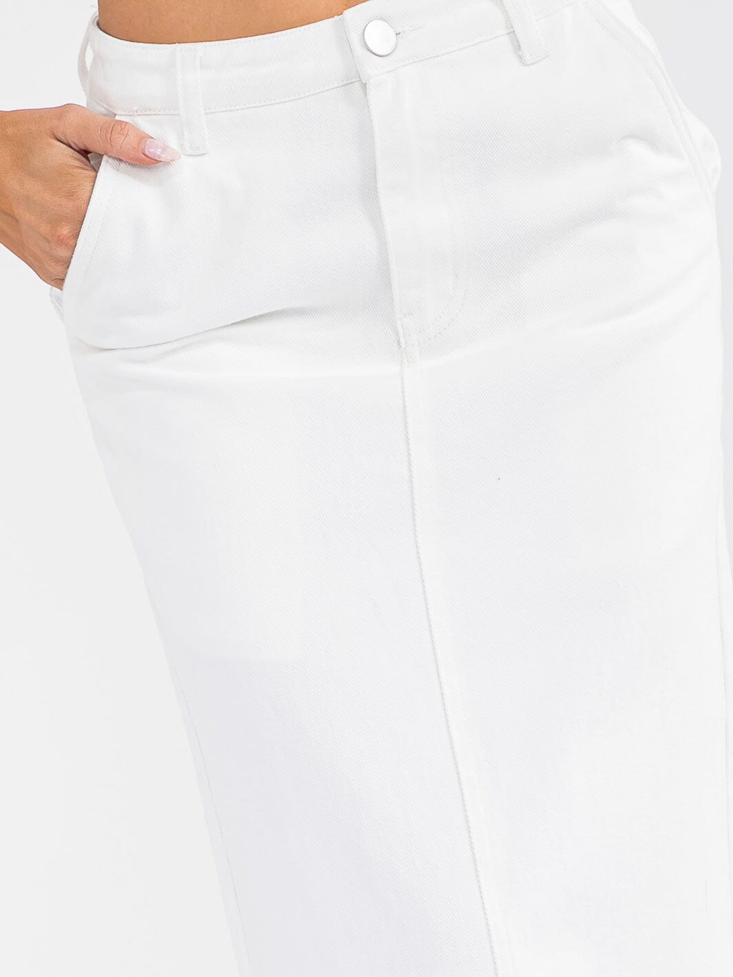 WOMEN'S BUTTON CLOSURE POCKETS DENIM MAXI SKIRT