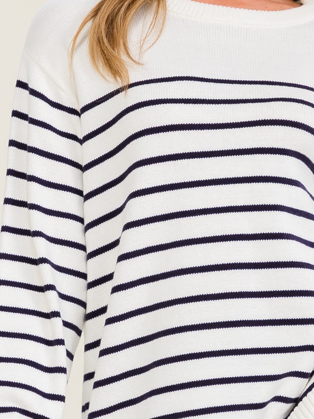 WOMEN'S LONG SLEEVE COLORBLOCK STRIPES PULLOVER SWEATER