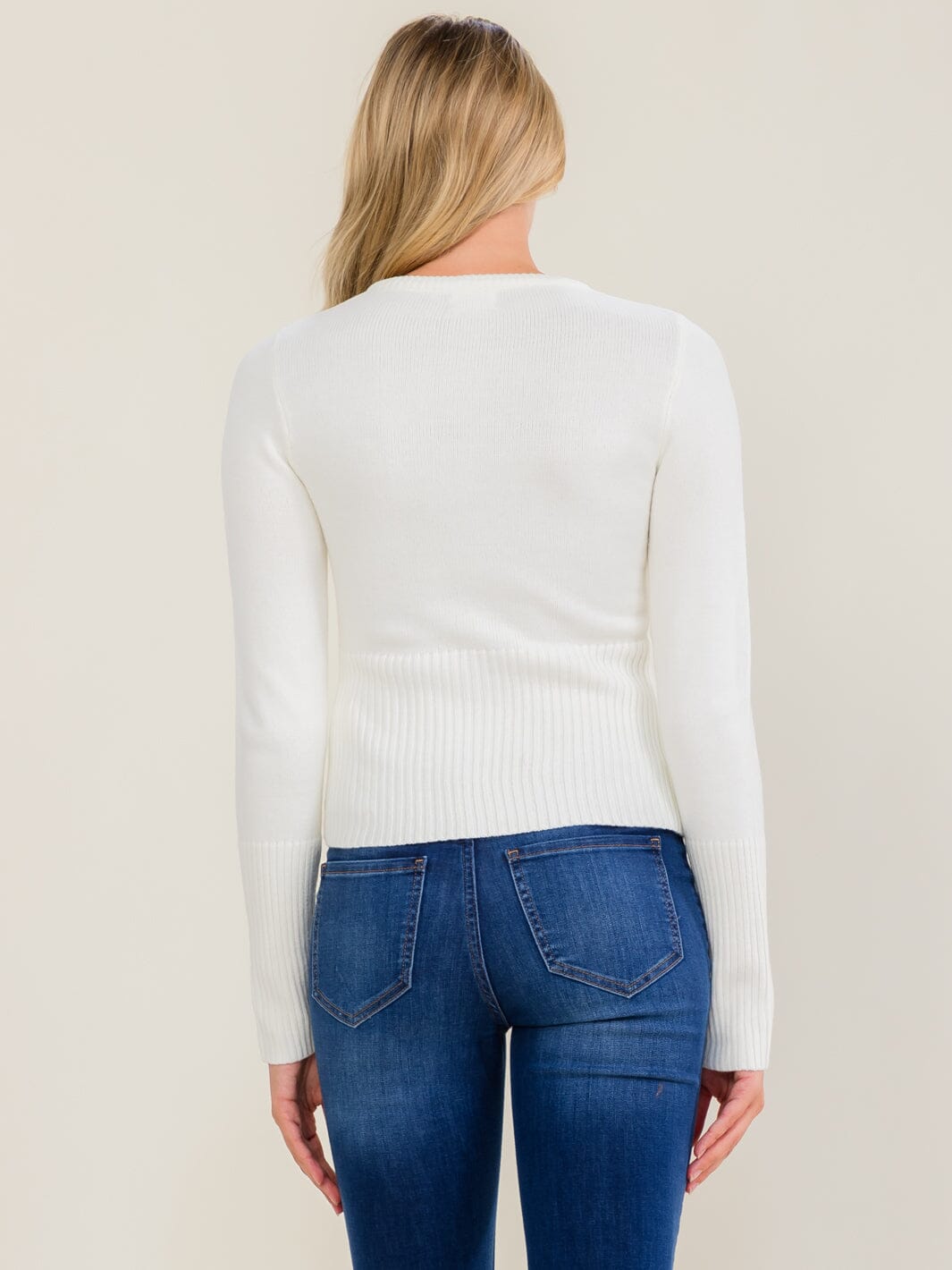 WOMEN'S LONG SLEEVE BUTTON UP CROCHET FLOWER SWEATER