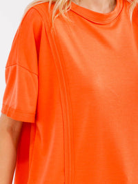 WOMEN'S SHORT SLEEVE LOOSE FIT HIGH-LOW TOP