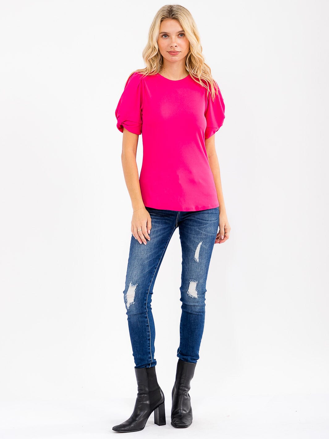 WOMEN'S SHORT PUFF SLEEVE BLOUSE