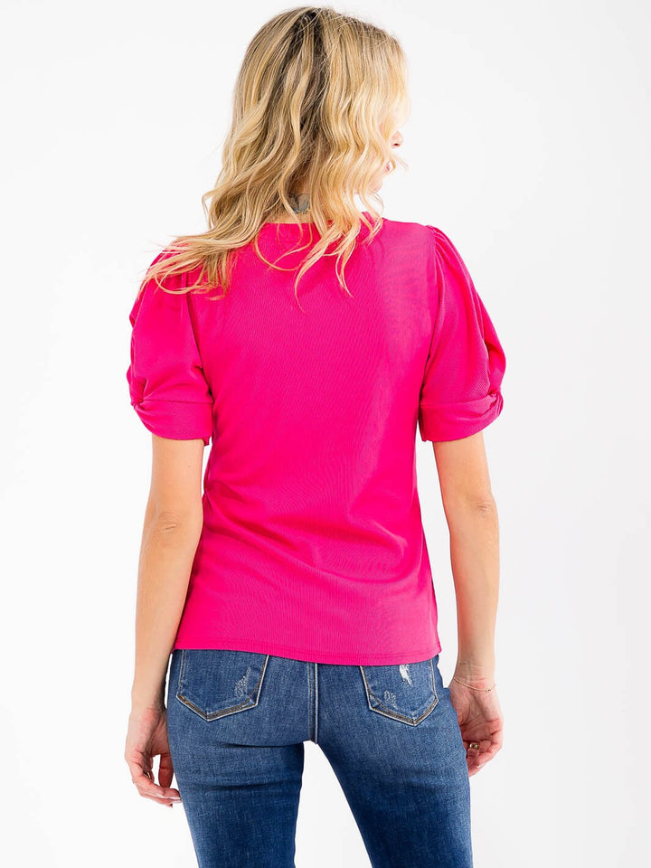 WOMEN'S SHORT PUFF SLEEVE BLOUSE