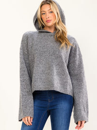 WOMEN'S LONG SLEEVE HOODED PULLOVER SWEATER