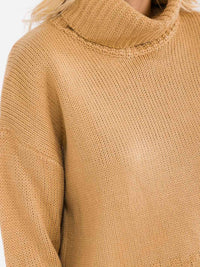 WOMEN'S LONG SLEEVE TURTLE KNIT PULLOVER SWEATER