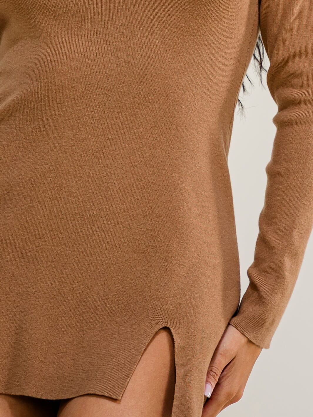 WOMEN'S LONG SLEEVE MOCK NECK BODYCON MINI DRESS