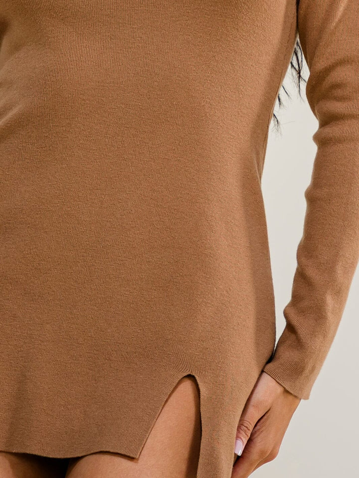 WOMEN'S LONG SLEEVE MOCK NECK BODYCON MINI DRESS