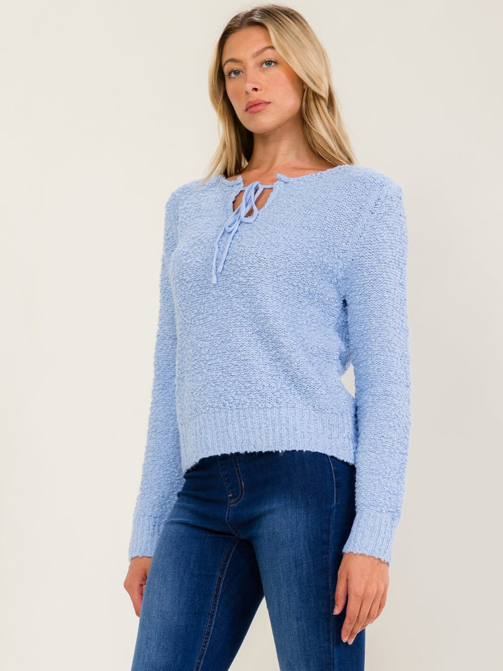 WOMEN'S LONG SLEEVE V-NECK PULLOVER SWEATER