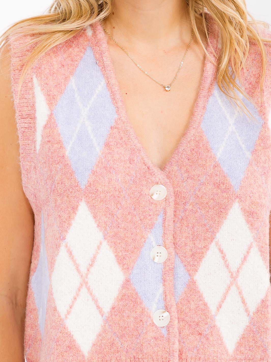 WOMEN'S LONG SLEEVE V-NECK BUTTON UP PRINT VEST