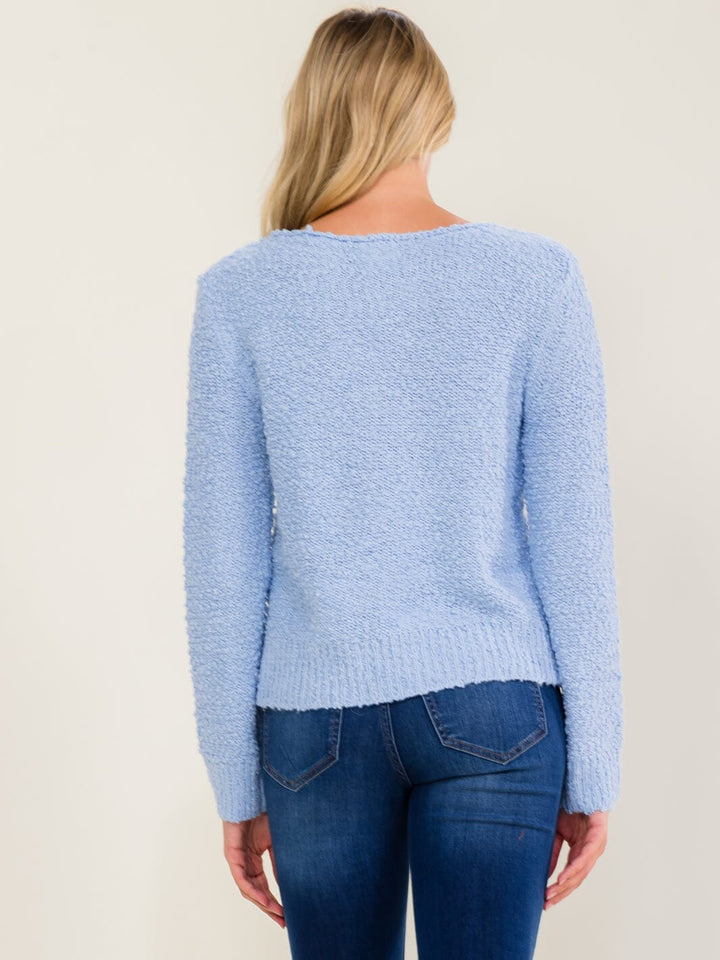 WOMEN'S LONG SLEEVE V-NECK PULLOVER SWEATER
