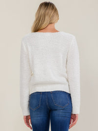 WOMEN'S LONG SLEEVE V-NECK PULLOVER SWEATER