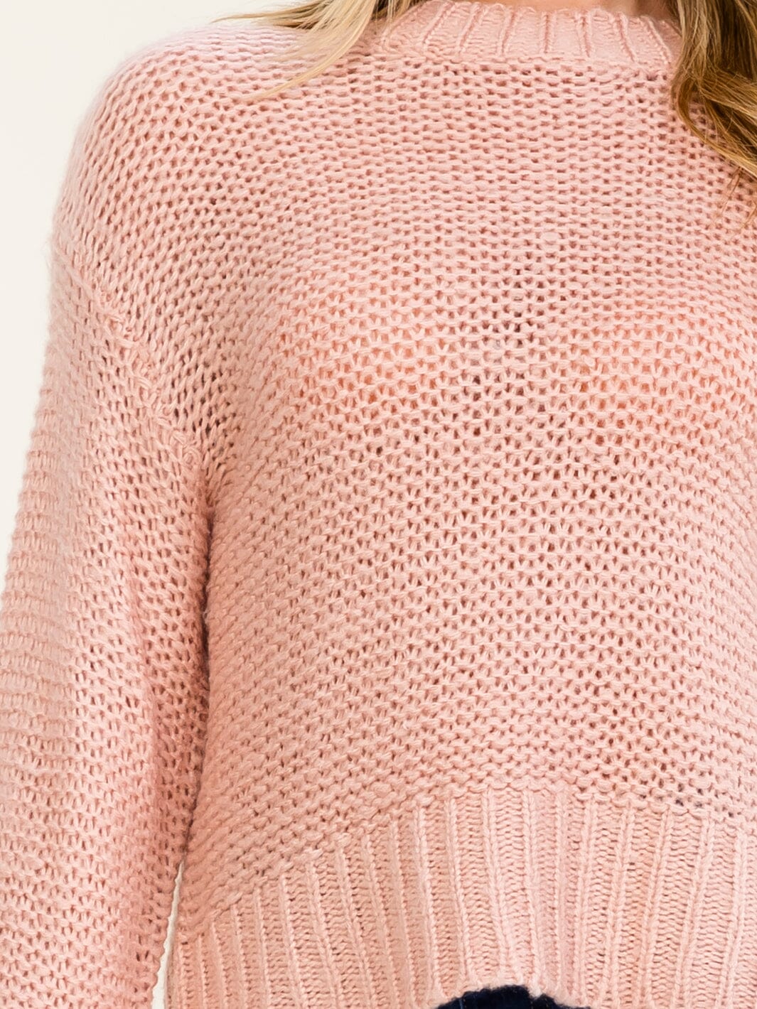 WOMEN'S LONG SLEEVE CROCHET PULLOVER SWEATER
