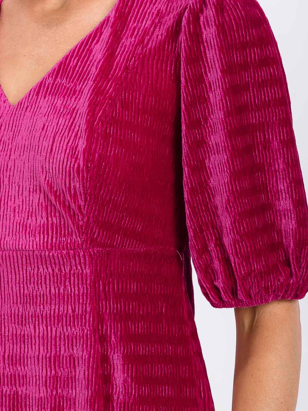 WOMEN'S SHORT SLEEVE V-NECK VELVET LOOSE FIT MINI DRESS