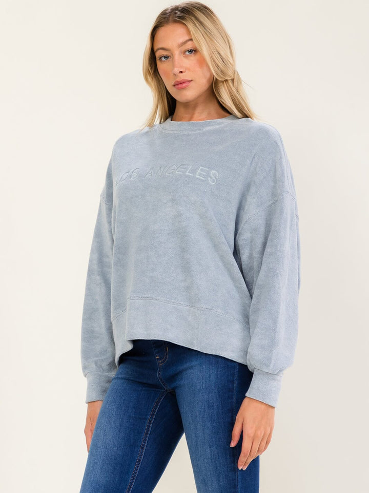 WOMEN'S LONG SLEEVE LOS ANGELES GRAPHIC PULLOVER SWEATER
