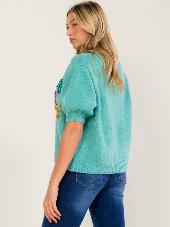 WOMEN'S SHORT SLEEVE IT'S MY BIRTHDAY SWEATER TOP