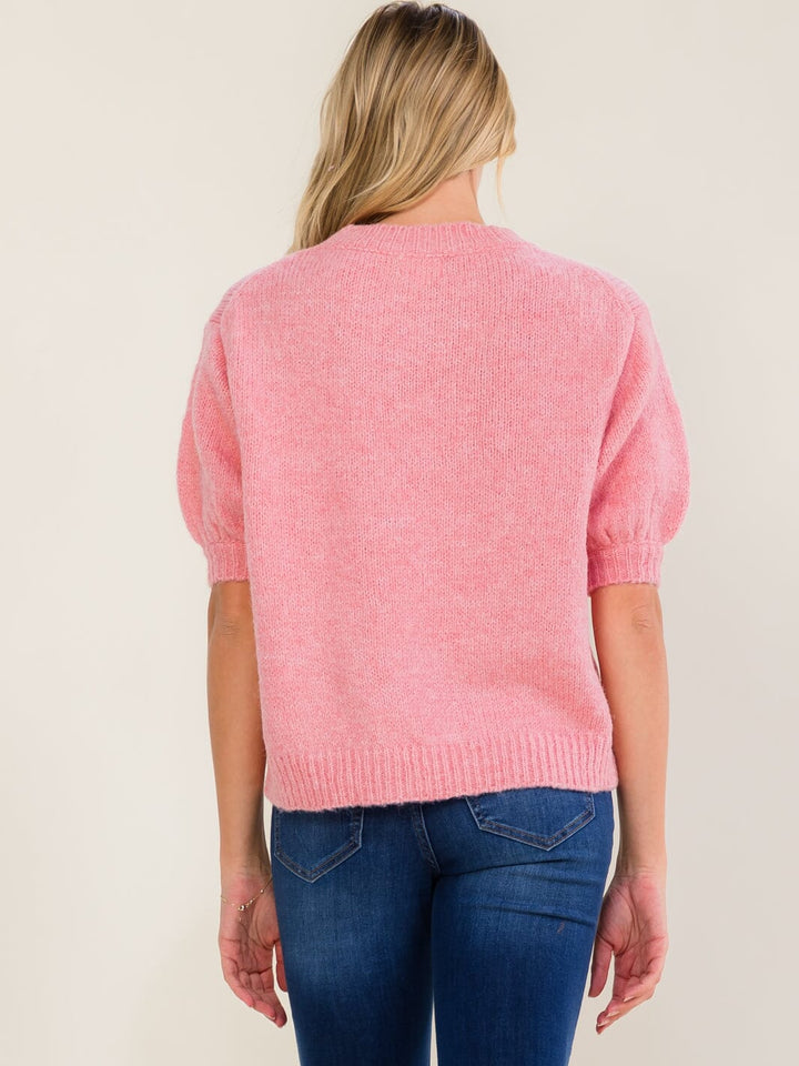 WOMEN'S SHORT SLEEVE MOM SWEATER TOP