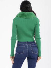 WOMEN'S LONG SLEEVE OPEN FRONT RIBBED CARDIGAN