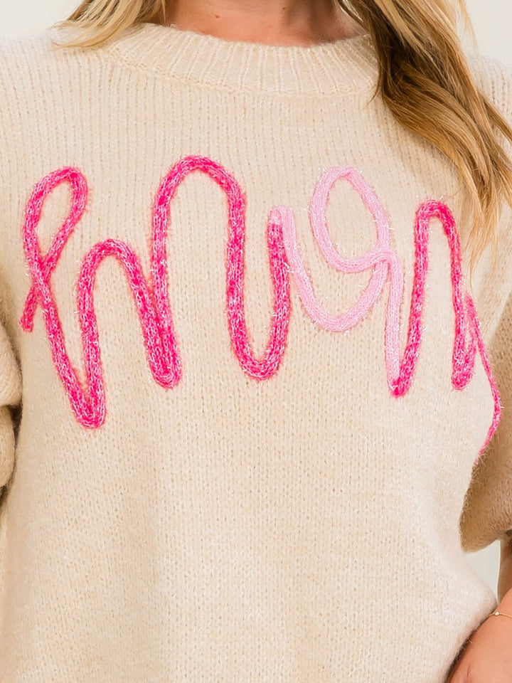 WOMEN'S SHORT SLEEVE MOM SWEATER TOP