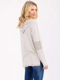 WOMEN'S LONG SLEEVE BUTTON UP HOODED TOP