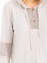 WOMEN'S LONG SLEEVE BUTTON UP HOODED TOP