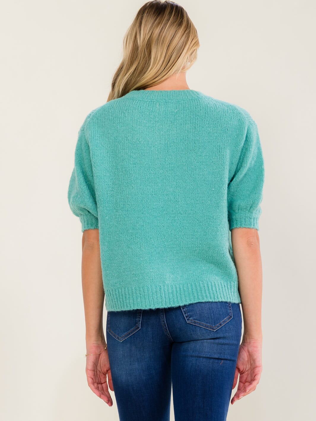 WOMEN'S SHORT SLEEVE MOM SWEATER TOP