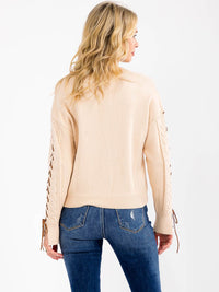 WOMEN'S LONG DETAILED SLEEVE PULLOVER SWEATER