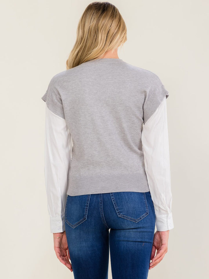 WOMEN'S LONG SLEEVE RHINESTONES PULLOVER SWEATER