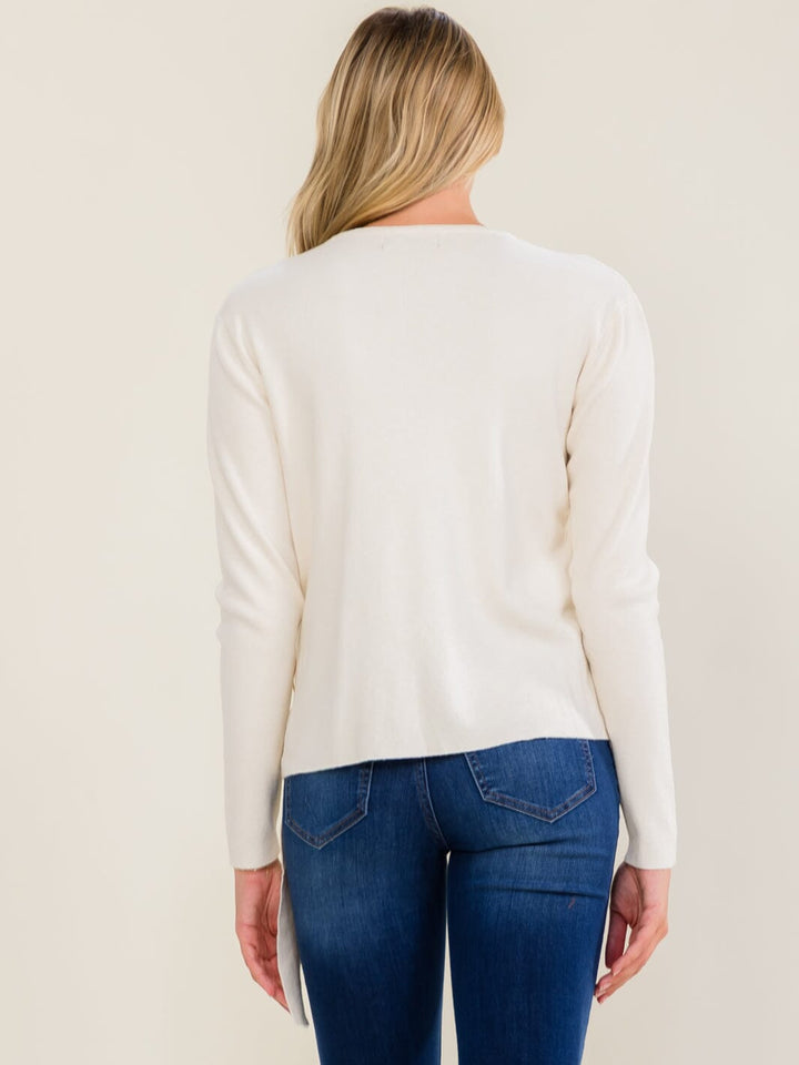 WOMEN'S LONG SLEEVE BUTTON FRONT BELT BLOUSE