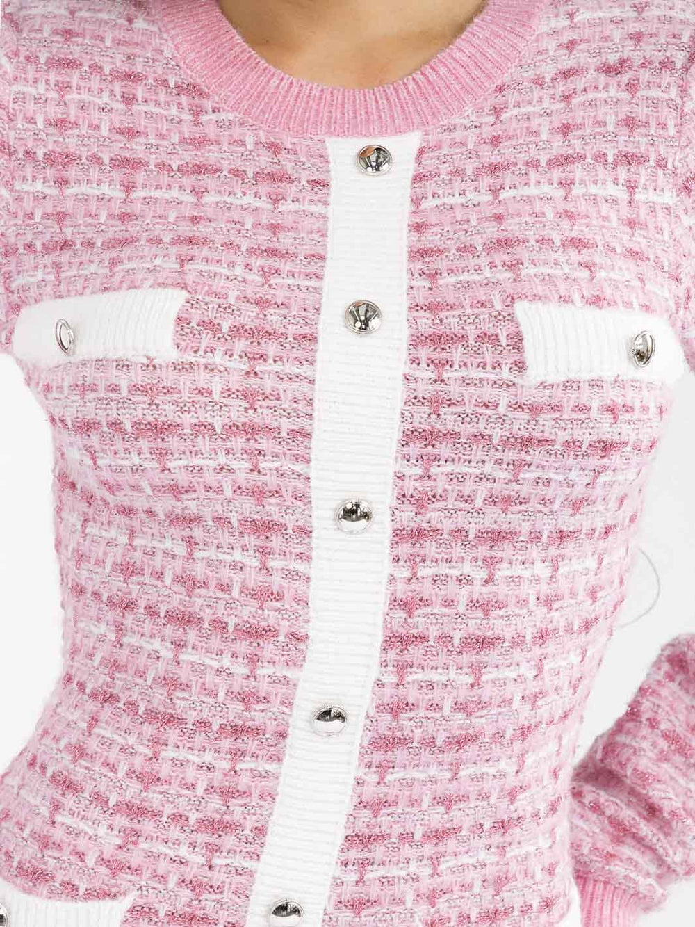 WOMEN'S LONG SLEEVE FRONT POCKETS TWEED KNIT BODYCON MINI DRESS