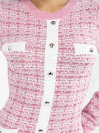 WOMEN'S LONG SLEEVE FRONT POCKETS TWEED KNIT BODYCON MINI DRESS