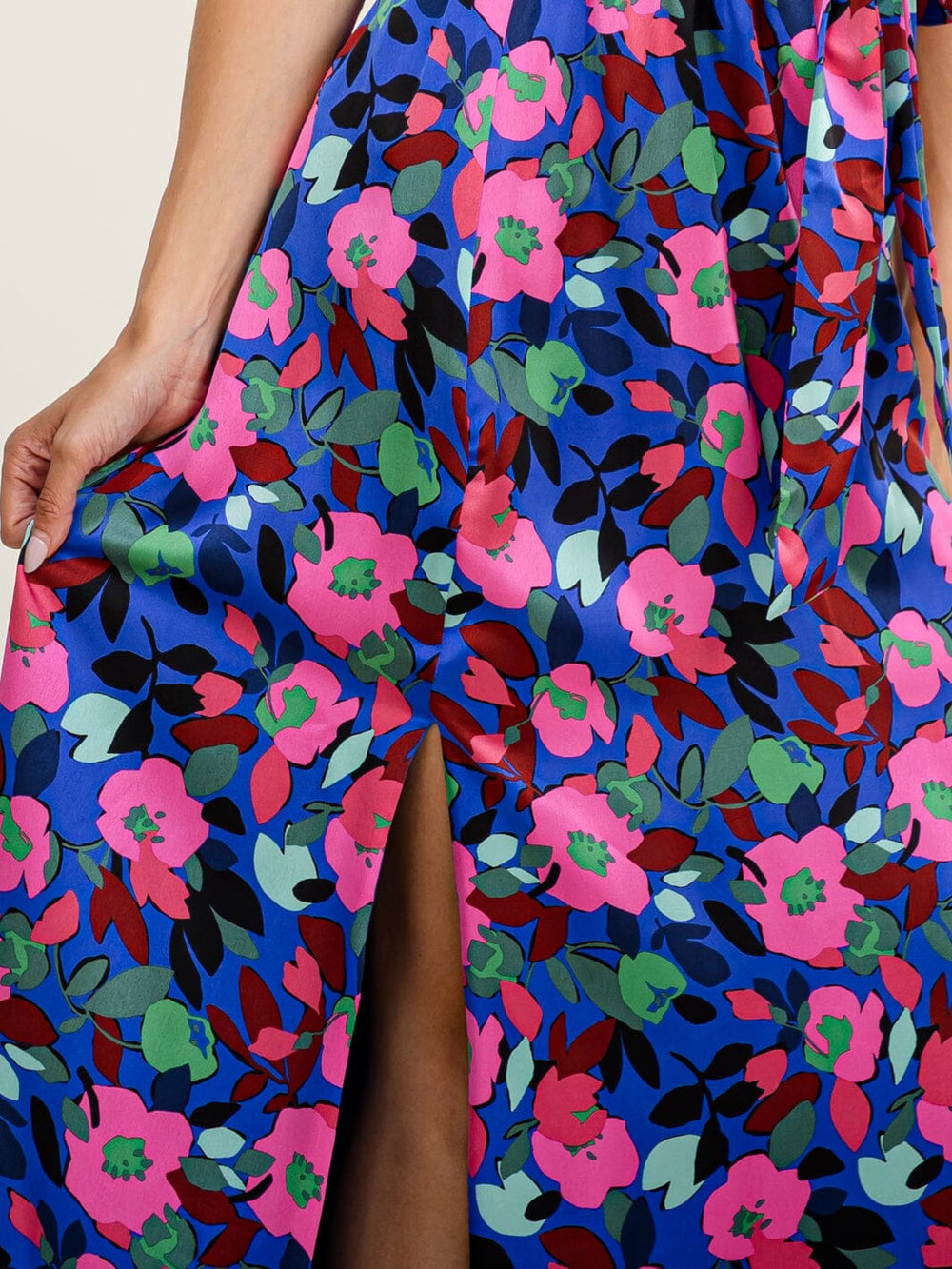 WOMEN'S ONE SHOULDER ELASTIC WAIST FLORAL PRINT MAXI DRESS