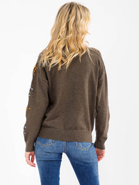 WOMEN'S LONG SLEEVE STARS PRINT PULLOVER SWEATER