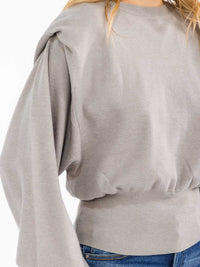 WOMEN'S LONG DETAILED SLEEVE SOLID PULLOVER SWEATER