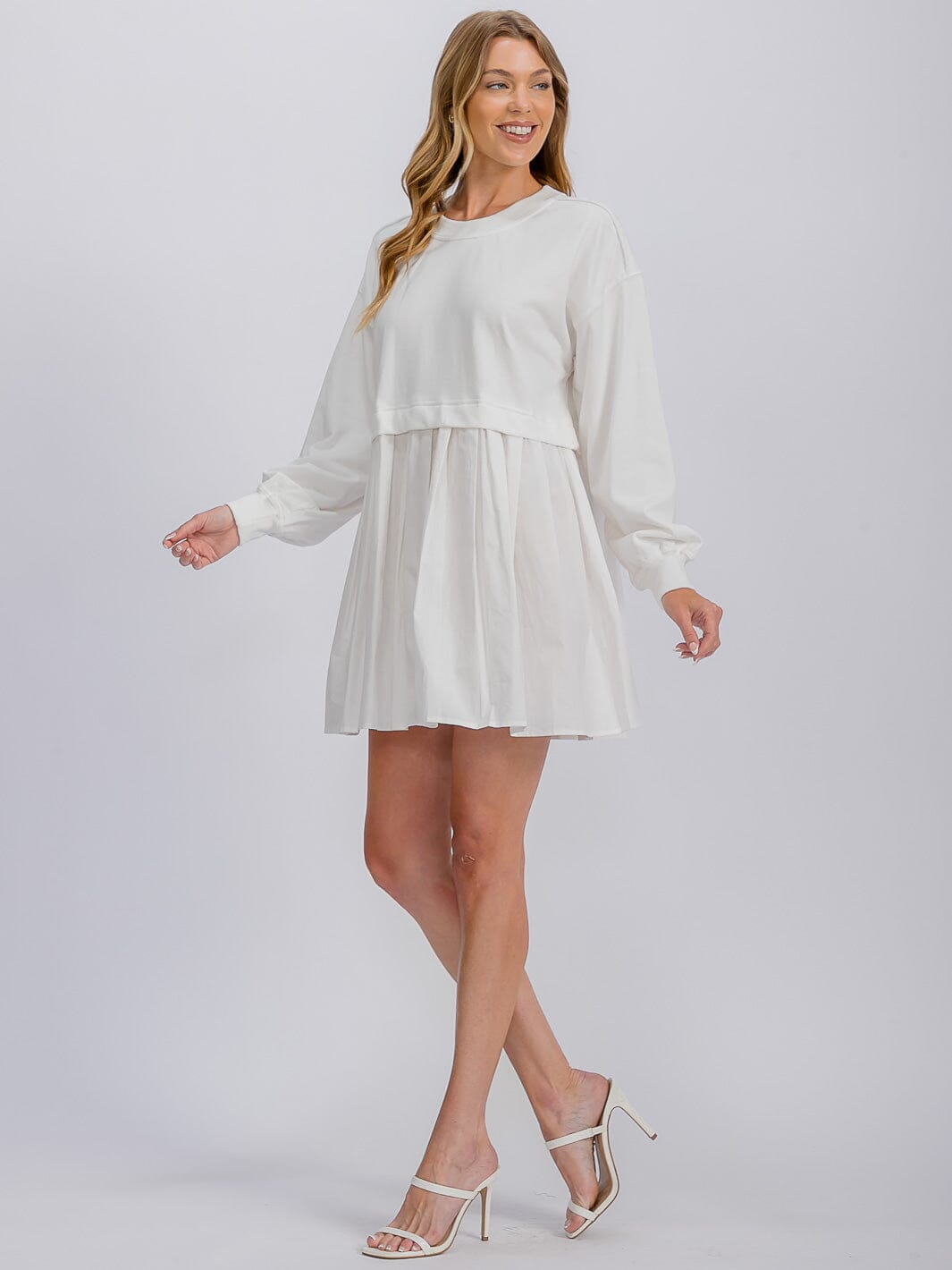 WOMEN'S LONG SLEEVE TUNIC CONTRAST COLORBLOCK MINI DRESS