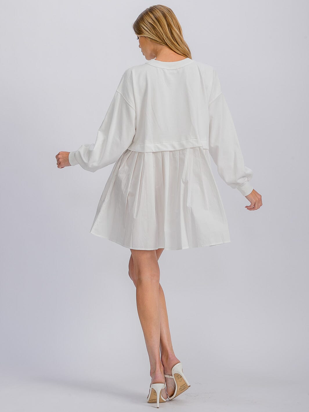 WOMEN'S LONG SLEEVE TUNIC CONTRAST COLORBLOCK MINI DRESS